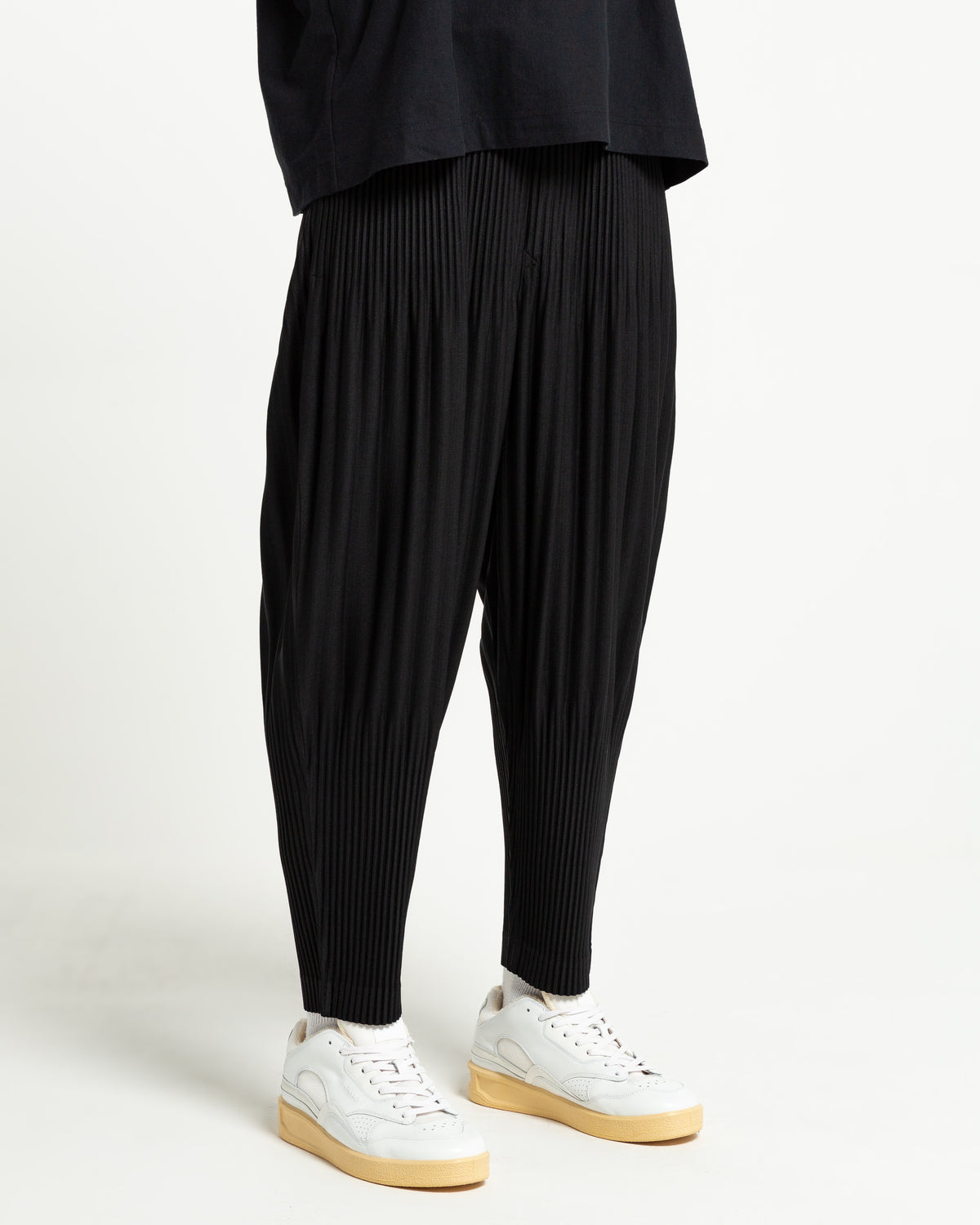 Basic Tapered Pleated Pants in Black Homme Plissé Issey Miyake